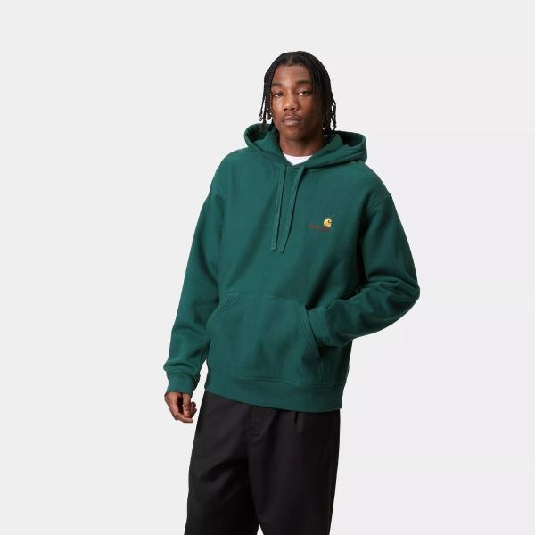 CARHARTT WIP HOODED AMERICAN SCRIPT SWEAT MALACHITE 