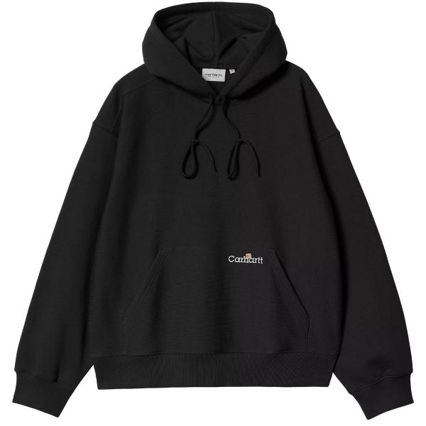 CARHARTT WIP HOODED LABEL SCRIPT SWEAT BLACK  