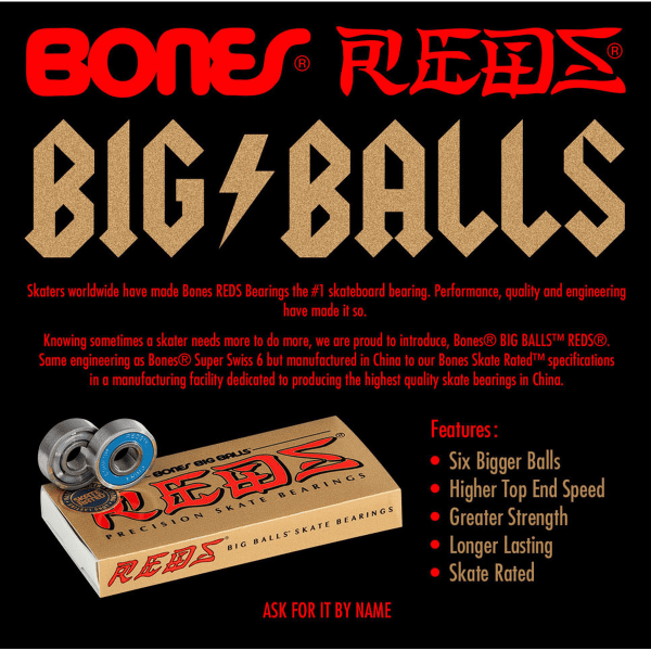 BONES BIG BALLS REDS BEARINGS 8 PACK CUSCINETTI