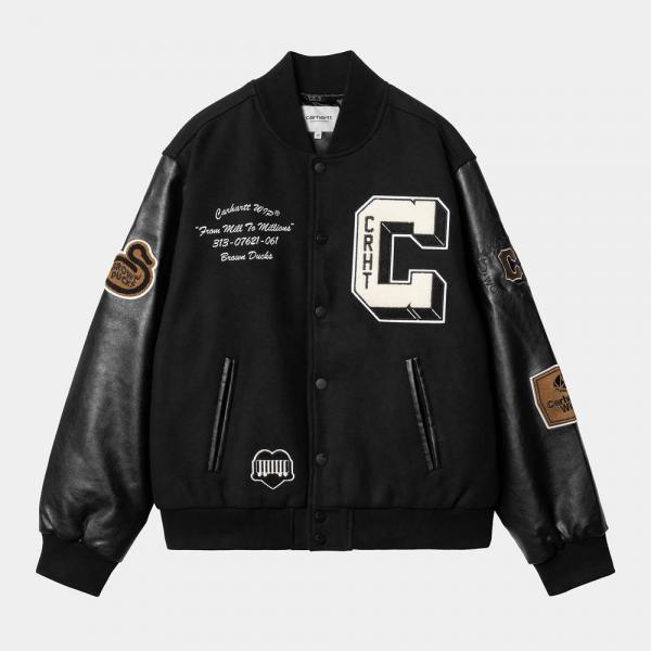 CARHARTT WIP BROWN DUCKS BOMBER BLACK GIACCA