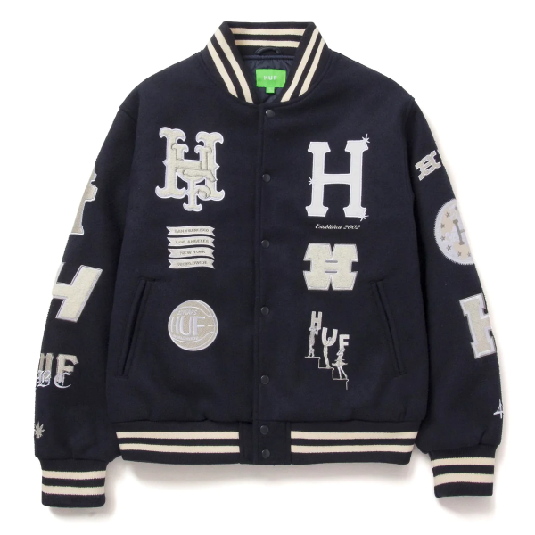 HUF CLASSIC H VARSITY JACKET NAVY (20 YEAR)