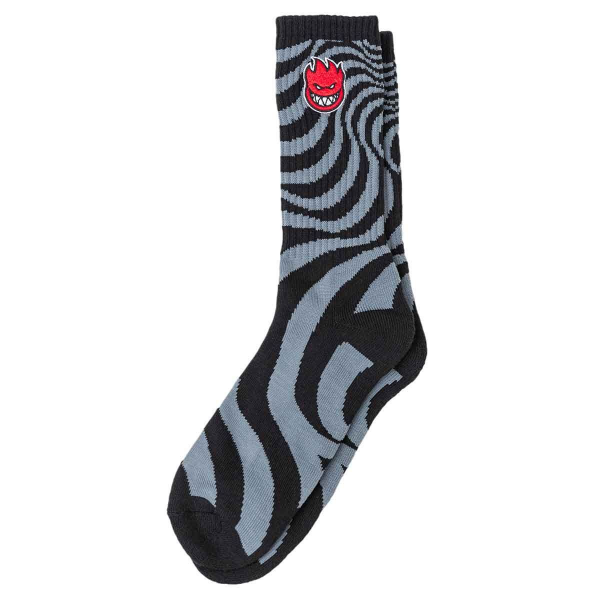 SPITFIRE BIGHEAD FILL EMB SWIRL BLACK/CHARCOAL/RED CALZINI